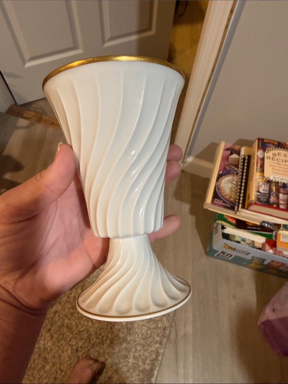 vintage Haviland Limoges White Swirl Mazagran Cocktail Goblet